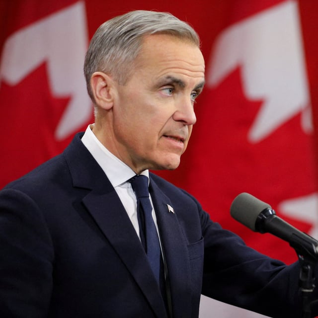 Liberal Party leadership candidate and former Bank of Canada governor Mark Carney speaks to the media after participating in an English language debate ahead of the March 9 vote to replace Prime Minister Justin Trudeau, on Montreal on Feb. 25.