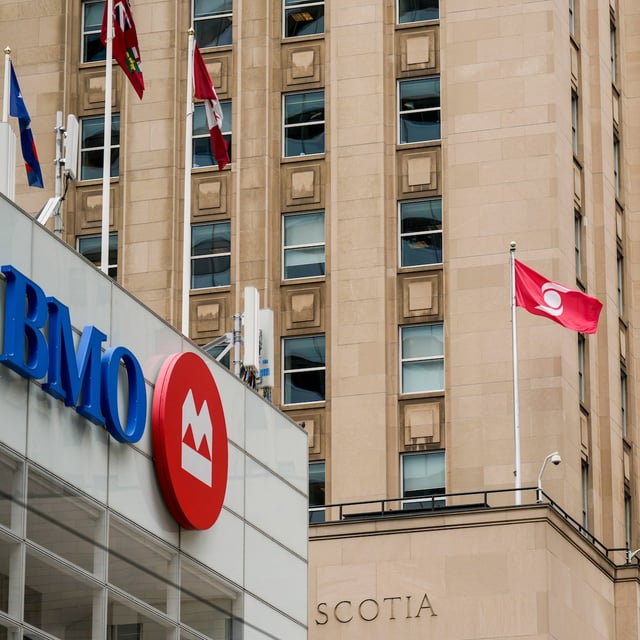 Bank of Montreal, Bank of Nova Scotia and Royal Bank of Canada signage is pictured in the financial district in Toronto, Friday, Sept. 8, 2023. THE CANADIAN PRESS/Andrew Lahodynskyj