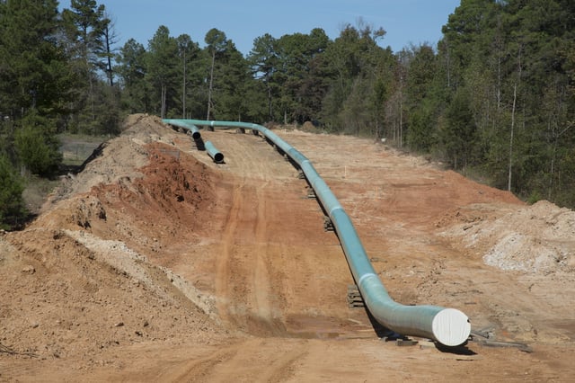 Construction of the southern portion of the Keystone XL pipeline in Texas, 2015. (Photo by: Jim West/UCG/Universal Images Group via Getty Images)