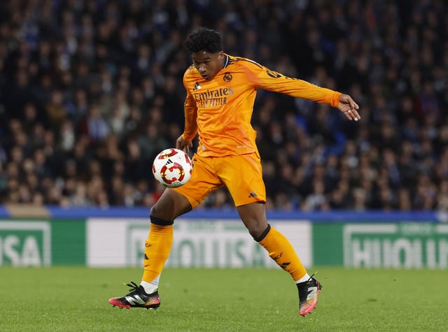 Soccer Football - Copa del Rey - Semi Final - First Leg - Real Sociedad v Real Madrid - Reale Arena, San Sebastian, Spain - February 26, 2025 Real Madrid's Endrick in action before scoring their first goal REUTERS/Vincent West