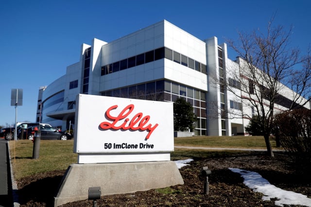 An Eli Lilly and Company pharmaceutical manufacturing plant is pictured in Branchburg, New Jersey, March 5, 2021.