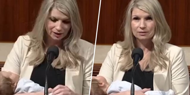 Rep. Brittany Pettersen brings newborn with her for close House vote.