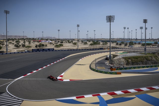 Ferrari&#39;s Spanish driver Carlos Sainz drives during the third day of the Formula One pre-season testing at the Bahrain International Circuit in Sakhir on February 23, 2024.