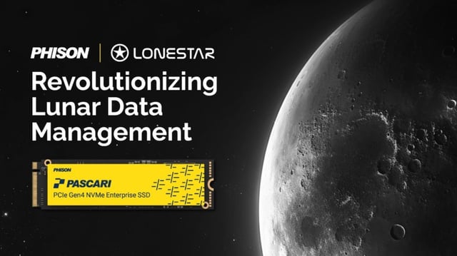 An image about Phison's new Pascari enterprise-grade SSD launches on a rocket, lands on the moon on March 4