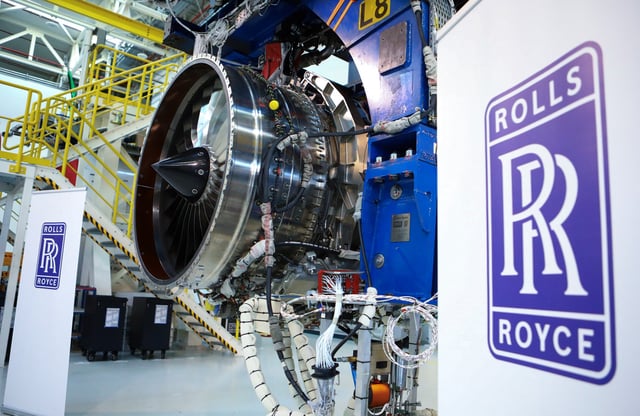 A BR700-725 jet engine is seen at the assembly line of the Rolls-Royce Germany plant in Dahlewitz near Berlin, Germany, February 28, 2023.   REUTERS/Nadja Wohlleben/File Photo