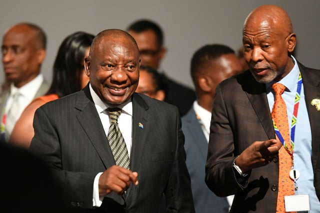 South African President Cyril Ramaphosa (L) said his country wanted a 'meaningful deal' with the United States on a range of issues