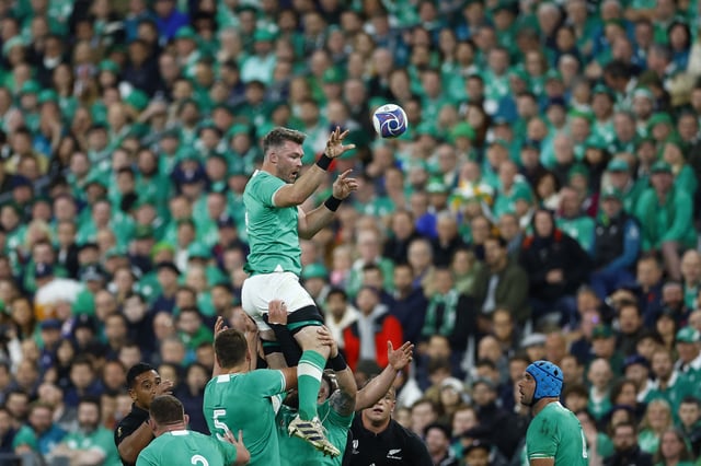 Rugby Union - Rugby World Cup 2023 - Quarter Final - Ireland v New Zealand - Stade de France, Saint-Denis, France - October 14, 2023 Ireland's Peter O'Mahony in action REUTERS/Sarah Meyssonnier/File Photo