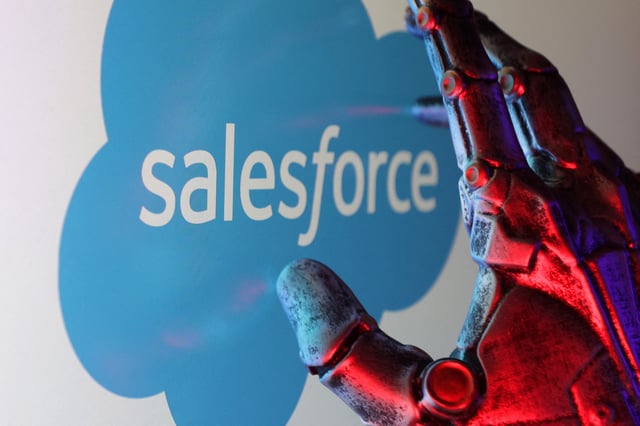 Salesforce logo is seen in this illustration taken February 16, 2025. REUTERS/Dado Ruvic/Illustration/File Photo