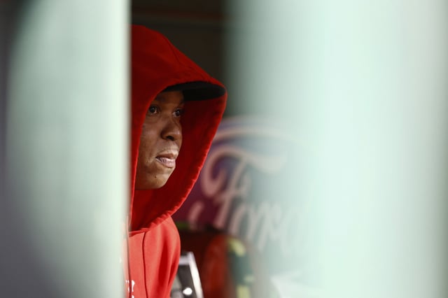 BOSTON, MA - SEPTEMBER 22: Rafael Devers #11 of the Boston Red Sox looks on during the seventh inning of game two of a doubleheader against the Minnesota Twins at Fenway Park on September 22, 2024 in Boston, Massachusetts.
