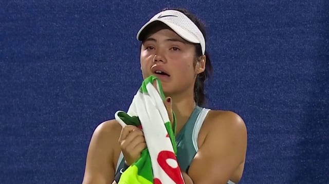 Raducanu became upset when she spotted the man who had displayed “fixated behaviour” in the front rows of the stands in Dubai