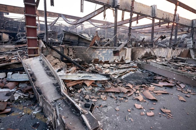 The Ralphs market destroyed in the Palisades Fire on Thursday, January 9, 2025. Many workers at businesses, stores, restaurants and daycare centers are out of work.  (Photo by David Crane, Los Angeles Daily News/SCNG)