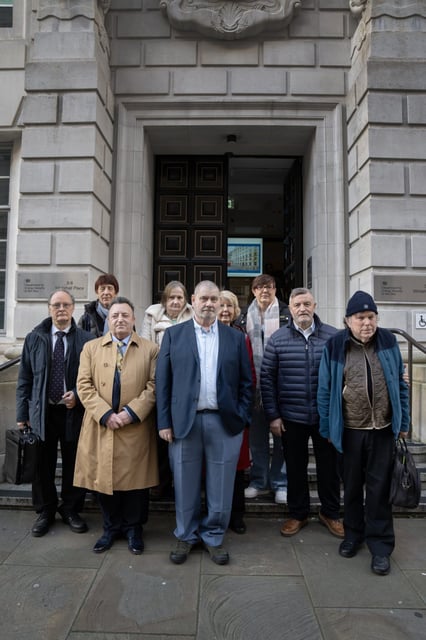 Caption: People whoses lives have been affected by the Post Office Capture case come to meetings at the Department of Business and trade in Whitehall, London. 27/2/25. Photo Tom Pilston
Photographer: Tom Pilston
Copyright: Tom Pilston, tompilston@gmail.com. 0044 7802 572 609 tompilston.com