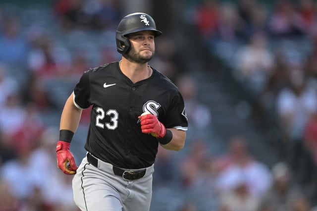 Sep 16, 2024; Anaheim, California, USA;  Chicago White Sox left fielder Andrew Benintendi (23) rounds the bases after hitting a two-run home run in the first inning against the Los Angeles Angels at Angel Stadium. Mandatory Credit: Jayne Kamin-Oncea-Imagn Images/File Photo