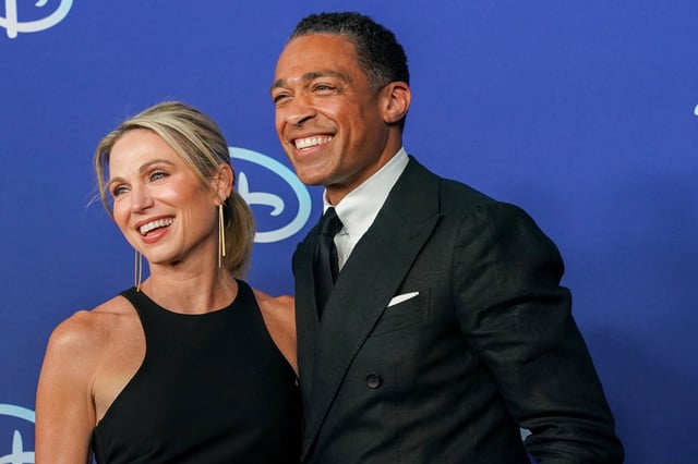 Amy Robach and T.J. Holmes arrive at the Disney Upfront 2022 event in New York City, New York, U.S., May 17, 2022.
