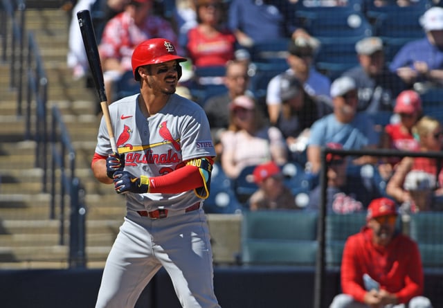 TAMPA, FLORIDA - FEBRUARY 26: Nolan Arenado #28 of the St. Louis Cardinals bats during the second inning of a spring training game against the St. Louis Cardinals at George M. Steinbrenner Field on February 26, 2025 in Tampa, Florida.
