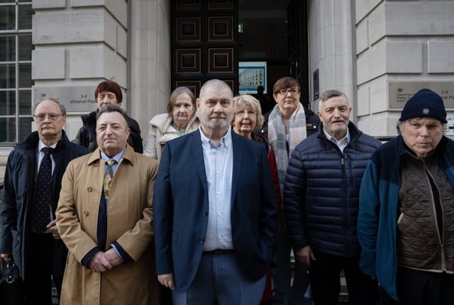 Steve Marston, centre, and other former sub-postmasters meeting Government officials about the Capture scandal (Photo: Tom Pilston/The i Paper)