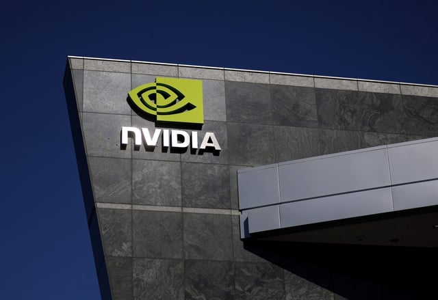 The Nvidia logo displayed on a sign at the Nvidia headquarters on Feb. 26, 2025 in Santa Clara, California.