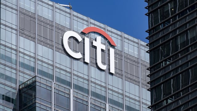 Citibank building in Canada Square, at the heart of Canary Wharf financial district on 15th August 2023 in London, United Kingdom. The Citigroup Centre houses Citigroup's EMEA headquarters. Canary Wharf is an area located near the Isle of Dogs in the London Borough of Tower Hamlets and is defined by the Greater London Authority as being part of London's central business district. Along with the City of London, it constitutes one of the main financial centres in the United Kingdom and the world, containing many high-rise buildings including the third-tallest in the UK, One Canada Square. (photo by Mike Kemp/In Pictures via Getty Images)