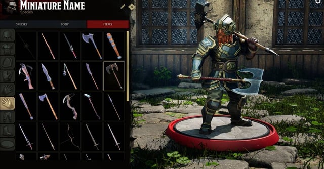 A miniature rendered in full place armor holding a spear. It’s beard is long and red.