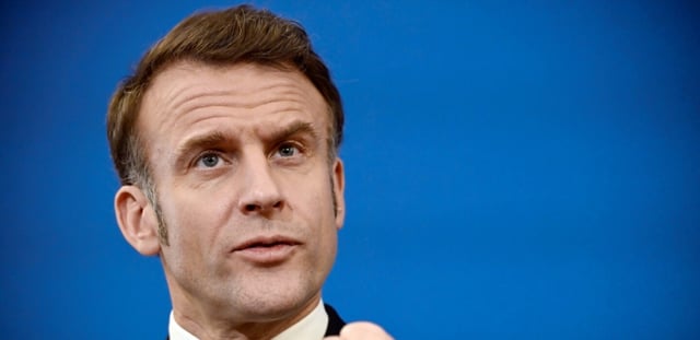Le président français Emmanuel Macron lors d'une conférence de presse à Porto, le 28 février 2025 au Portugal