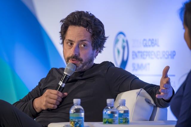 Sergey Brin, president of Alphabet and co-founder of Google Inc., speaks during the 2016 Global Entrepreneurship Summit (GES) at Stanford University in Stanford, California, U.S., on Friday, June 24, 2016. The annual event brings together entrepreneurs from around the world for 3 days of networking, workshops and conferences. Photographer: David Paul Morris/Bloomberg via Getty Images