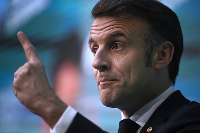 France&#39;s President Emmanuel Macron in Porto, Portugal, on February 28, 2025.