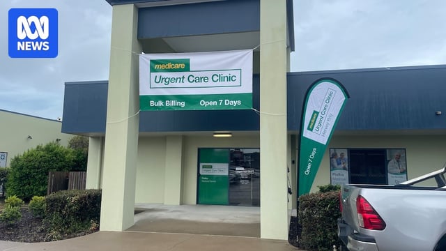 The outside of a commercial building with Medicare Urgent Care Clinic signage