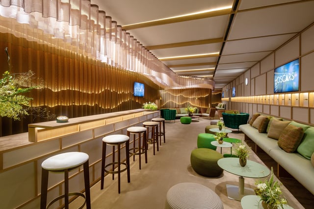 The Rolex Greenroom for the 97th Oscars has an emphasis on calming landscapes, but still has plenty of timepieces to remind stars when it's time to get onstage.