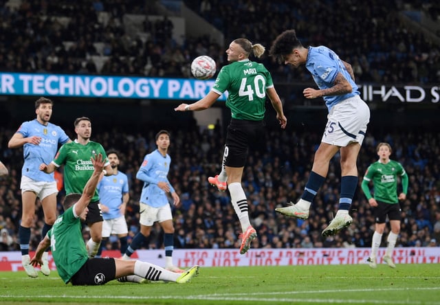 Soccer Football - FA Cup - Fifth Round - Manchester City v Plymouth Argyle - Etihad Stadium, Manchester, Britain - March 1, 2025 Manchester City's Nico O'Reilly scores their second goal REUTERS/Jaimi Joy