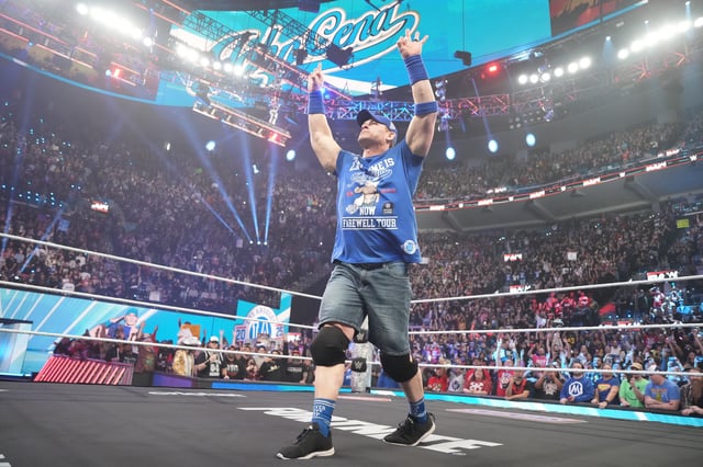 John Cena enters the ring during Monday Night Raw at Intuit Dome on January 6, 2025 in Inglewood, California.