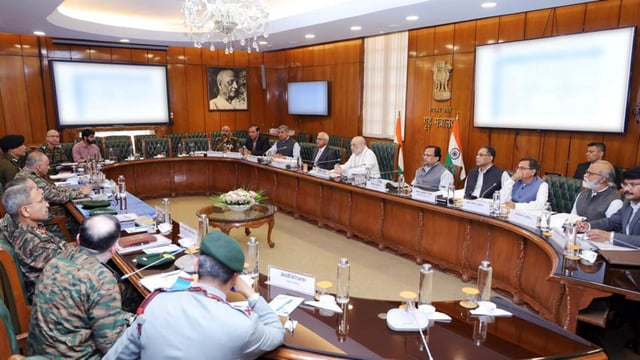 Union home minister Amit Shah chairs a meeting to review the security situation in Manipur at the Ministry of Home Affairs in New Delhi on Saturday. (ANI)