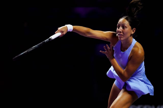 Tennis - WTA Finals - King Saud University Indoor Arena, Riyadh, Saudi Arabia - November 5, 2024 Jessica Pegula of the U.S. in action during her women's singles group stage match against Czech Republic's Barbora Krejcikova REUTERS/Aleksandra Szmigiel/File Photo