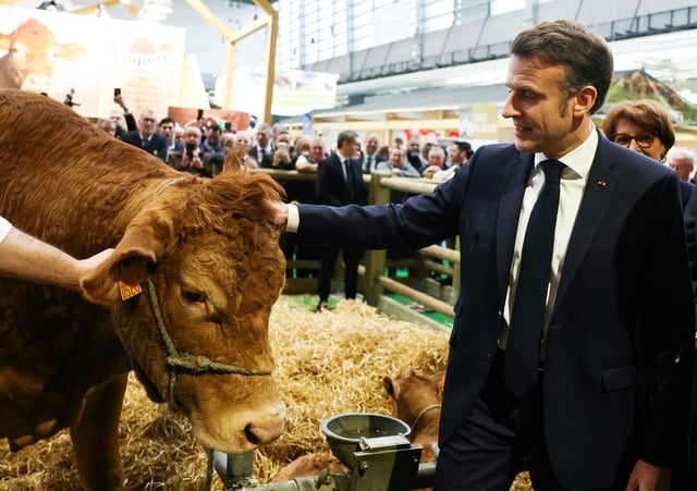 Emmanuel Macron lors de son passage au Salon de l’agriculture. Après les heurts de 2024, les organisateurs saluent le «retour de la sérénité» .
