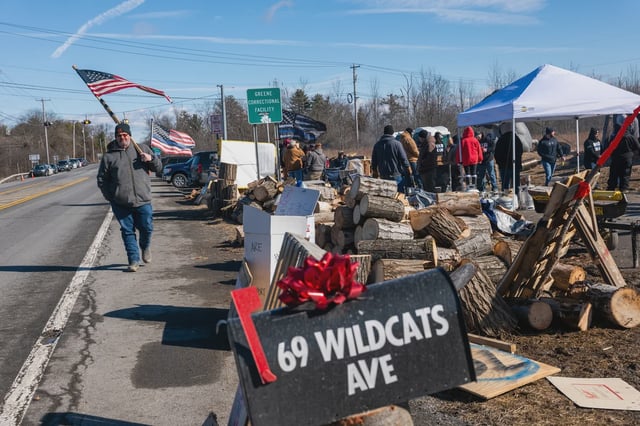 New York correctional officers and sergeants continue their strike for a second week outside of the Coxsackie Correctional Facility on Feb. 28, 2025.