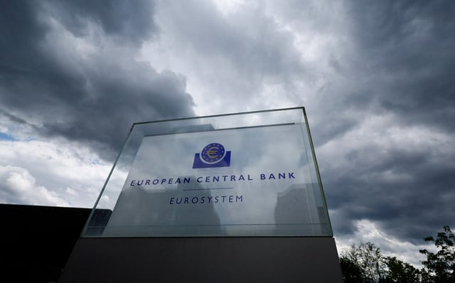 Dark clouds are seen over the building of the European Central Bank (ECB) before the ECB's monetary policy meeting in Frankfurt, Germany, June 6, 2024.    REUTERS/Wolfgang Rattay/File Photo