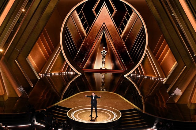 US comedian and host Conan O'Brien speaks onstage during the 97th Annual Academy Awards at the Dolby Theatre in Hollywood, California on March 2, 2025. (Photo by Patrick T. Fallon / AFP) (Photo by PATRICK T. FALLON/AFP via Getty Images)          