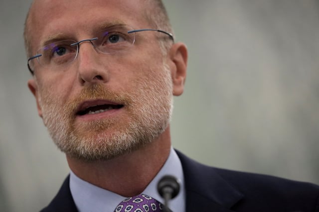 Commissioner of Federal Communications Commission Brendan Carr testifies during an oversight hearing, in Washington, U.S. June 24, 2020.   Alex Wong/Pool via REUTERS/File Photo