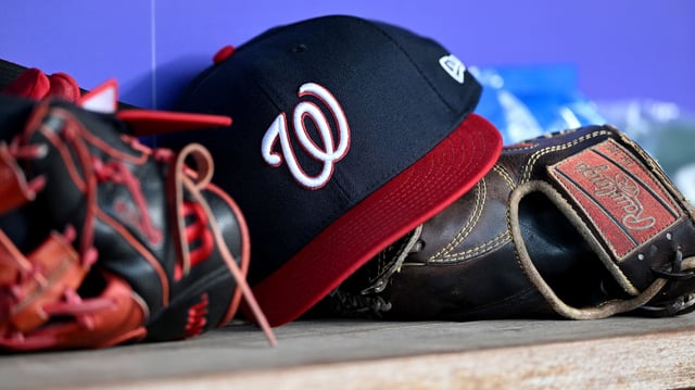 WASHINGTON, DC - AUGUST 28: A view of the Washington Nationals logo on a baseball cap during the game against the New York Yankees at Nationals Park on August 28, 2024 in Washington, DC. (Photo by G Fiume/Getty Images)