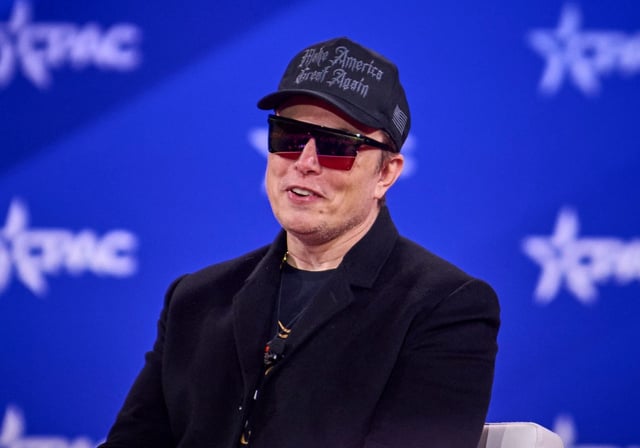 Elon Musk speaks during CPAC-DC at the Gaylord National Resort in Oxon Hill, Md., last month.