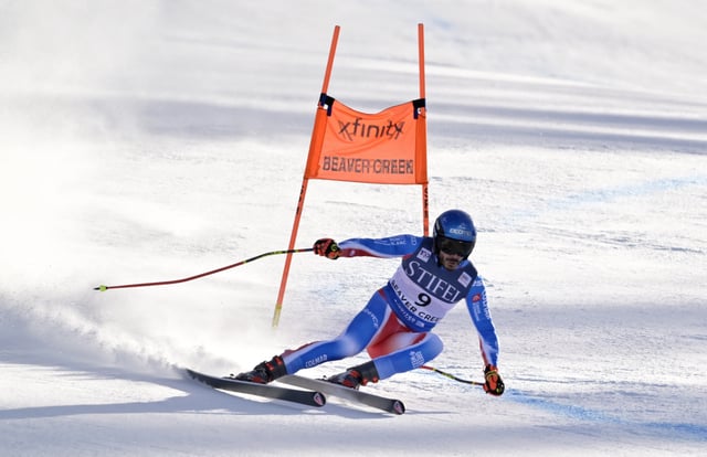 Dec 3, 2024; Beaver Creek, CO, USA; Cyprien Sarrazin of France  in men's downhill training for the 2024 Stifel Birds of Prey Audi FIS alpine skiing World Cup at Birds of Prey. Mandatory Credit: Eric Bolte-Imagn Images/File Photo