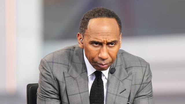 Oct 23, 2024; Inglewood, California, USA; Stephen A. Smith (Stephen Smith) on the ESPN NBA Countdown live set at Intuit Dome. Mandatory Credit: Kirby Lee-Imagn Images
