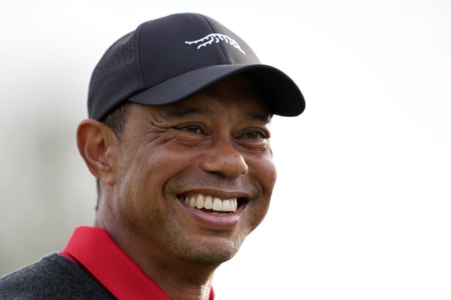 Tiger Woods looks on during the trophy ceremony after the final round of The Genesis Invitational 2025 at Torrey Pines Golf Course on February 16, 2025 in La Jolla, California.