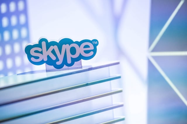 A skype logo is seen at the Microsoft pavilion during the second day of the Mobile World Congress 2015 at the Fira Gran Via complex on March 3, 2015 in Barcelona, Spain.