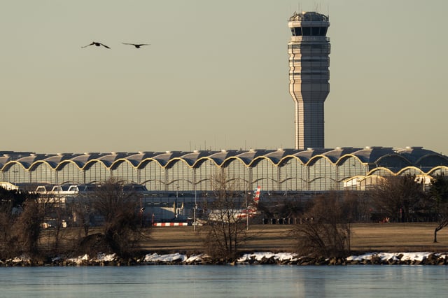 Ronald Reagan Washington National Airport seen the morning after an American Airlines jet with 64 people aboard collided with an Army Black Hawk helicopter in Arlington, VA.. Mandatory Credit: Josh Morgan-USA TODAY via Imagn Images
