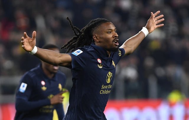 Soccer Football - Serie A - Juventus v Hellas Verona - Allianz Stadium, Turin, Italy - March 3, 2025 Juventus' Khephren Thuram celebrates scoring their first goal REUTERS/Massimo Pinca