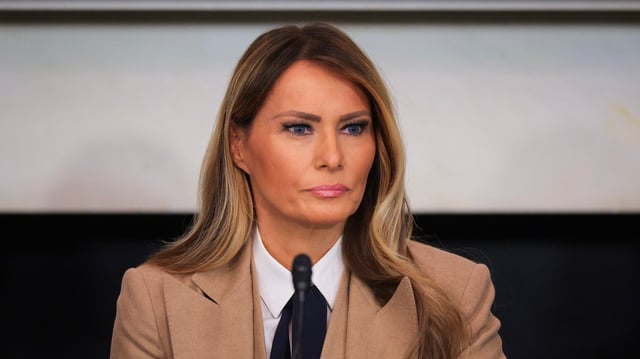 WASHINGTON, DC - MARCH 03: U.S. first lady Melania Trump attends a roundtable discussion on the &#34;Take It Down Act&#34; in the Mike Mansfield Room at the U.S. Capitol on March 03, 2025 in Washington, DC. The &#34;Take It Down Act&#34; expands protections for victims of non-consensual sharing of sexual images, covering AI-generated content including deepfake pornography. (Photo by Kayla Bartkowski/Getty Images)