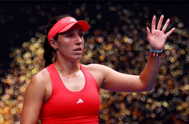Tennis - Australian Open - Melbourne Park, Melbourne, Australia - January 15, 2025 Jessica Pegula of the U.S. celebrates winning her second round match against Belgium's Elise Mertens REUTERS/Edgar Su/File Photo