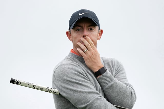 LA JOLLA, CALIFORNIA - FEBRUARY 13: Rory McIlroy of Northern Ireland looks on from the 13th green during the first round of The Genesis Invitational 2025 at Torrey Pines Golf Course on February 13, 2025 in La Jolla, California. (Photo by Michael Owens/Getty Images)