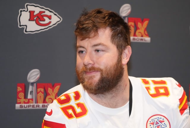 Feb 4, 2025; New Orleans, LA, USA;  Kansas City Chiefs guard Joe Thuney (62) at a press conference in advance of Super Bowl LIX at New Orleans Marriott. Mandatory Credit: Kirby Lee-Imagn Images/File Photo