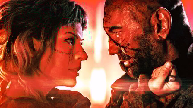 Milla Jovovich and Dave Bautista.